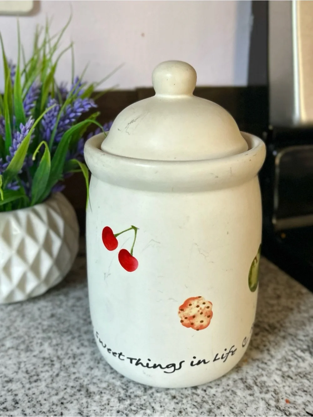 White Ceramic Cookie Jar Candle Rustic Cottagecore Style